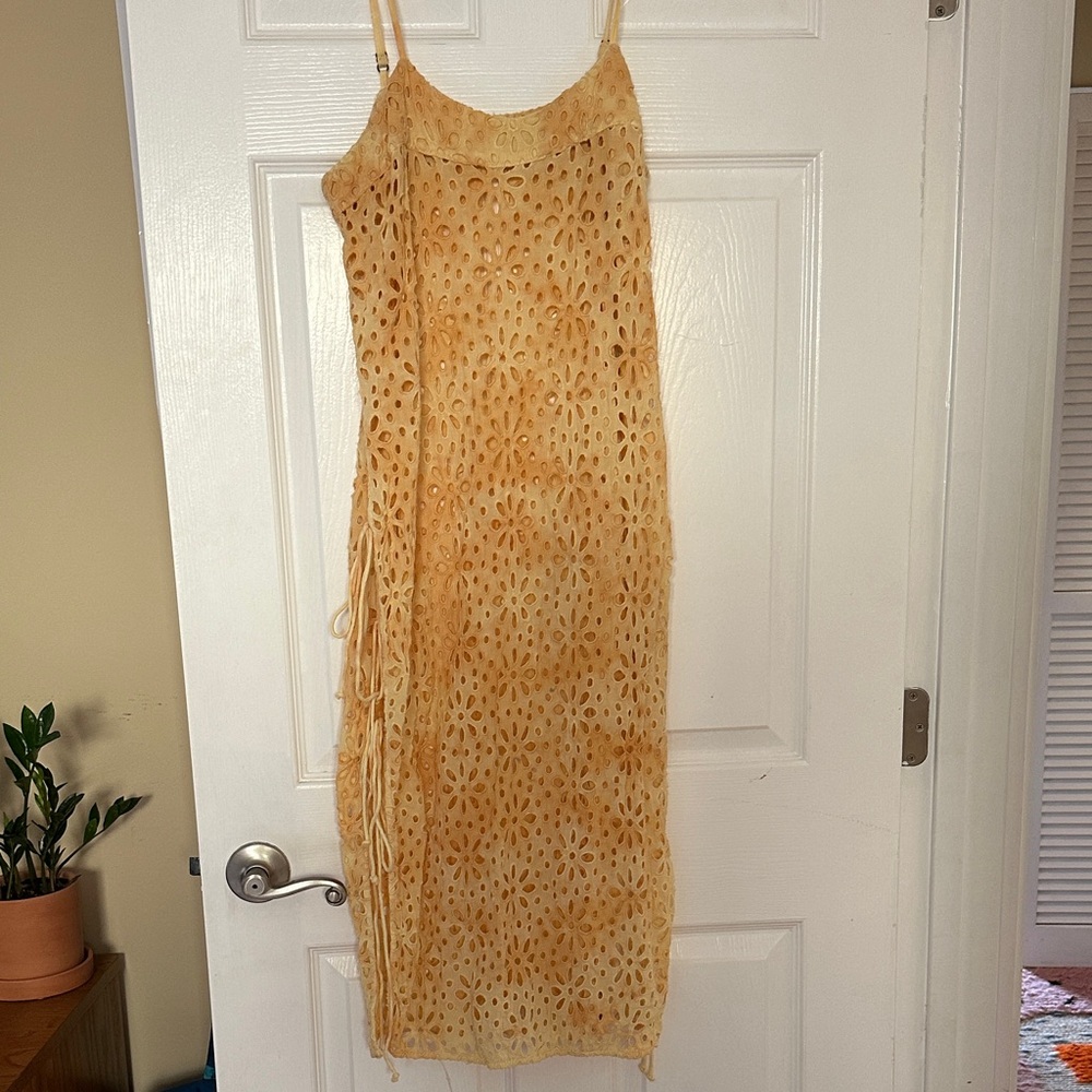 Jen's Pirate Booty Tan Crochet Midi Dress